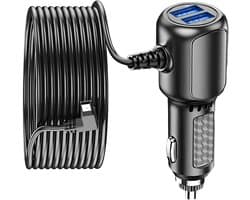 Autoladeradapter, geschikt voor dashcams, dubbele USB-poorten, 3,5A stroomsterkte, 12V naar 5V voedingsadapter, met mini-USB-poort, geschikt voor dashcams, GPS-dashcams, enz.