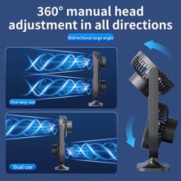 Tafelventilator - Bureauventilator - Tafelventilator Oplaadbaar - Tafelventilator Draadloos - 5 Snelheidsstanden - Dubbele Ventilator - Verkoelende En Stille Bureauventilator Voor Kantoor, Thuis, Slaapkamer, Camping - Grijs — thumbnail 3