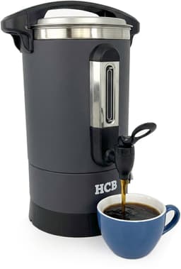 HCB® - Professionele Horeca Percolator - 5,3 liter - 35 kopjes - zwart - 230V - RVS / INOX Perculator - Elektrisch koffiezetapparaat - Volautomatische koffiemachine - 28x30x42.5 cm (DxBxH) - 2.40 kg - 1349 — thumbnail 1