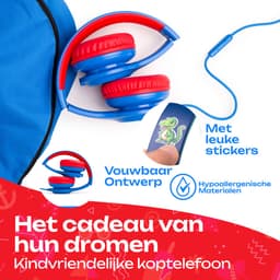 PowerLocus PLED Wired Kinder Koptelefoon met Draad USB-C - Koptelefoon voor kinderen - Veilig volume van 85dB en 94dB - Hoofdtelefoon - Met microfoon - Sharing Audio Functie - USB-C Blauw/Rood — thumbnail 5
