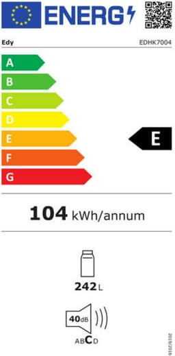 EDY EDHK7004 - Hoge Koeler - Wit - 242 Liter - E Klasse - 104 kWh per jaar - 5 Jaar Garantie — thumbnail 2