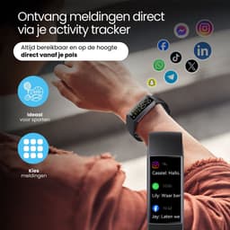Siltcon® Stappenteller Horloge - Activity Tracker Pro - Hartslagmeter – Bloeddrukmeter - Slaapmonitor - Saturatiemeter – Sporthorloge – Smartwatch Dames, Heren & Kinderen - Universeel - RVS - Elke pols - Incl. 2 Bandjes — thumbnail 3