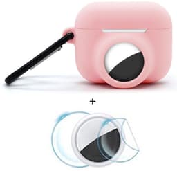 2 in 1 AirPods Pro 3 en Airtag Case - Beschermhoes - AirPods Pro 3 Cover - AirPods Pro 3 AirTag Hoesje - tracker - hoesje geschikt voor Apple Airpods Pro 3 - roze - met screenprotector — thumbnail 1