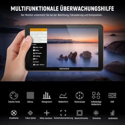 NEEWER F700 7" cameramonitor, 2000 nit HD 1920 x 1080 IPS-touchscreen met 3D LUT, 4K HDMI-loop-in/uit met Peak Focus DSLR Video Assist HDR-golfvorm, cold shoe-bevestiging, 2 NP-F750-accu's en kabels — thumbnail 2