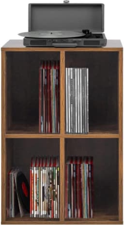 SNJY® Platenspeler Meubel - Platenspeler Kast - LP Houder - Platenhouder - 37D x 45B x 75H cm - Bruin — thumbnail 1