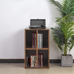 SNJY® Platenspeler Meubel - Platenspeler Kast - LP Houder - Platenhouder - 37D x 45B x 75H cm - Bruin — thumbnail 2