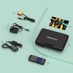 Draagbare DVD Speler Auto - 9,5" Draaibaar HD-Scherm - Draagbare DVD Speler - USB - 7.5 Inch Draaibaar HD Scherm - 4-6 Uur Speeltijd - Voor SD-kaart/USB/Sync TV - Zwart — thumbnail 4