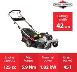Benzine Grasmaaier met Briggs & Stratton Motor 125cc - 42 cm Maaibreedte en Opvangbak — thumbnail 4