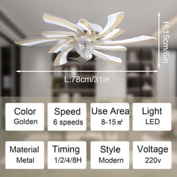 Moderne LED Plafondventilator met Licht, Stil, Dimbaar en Smart, Inclusief Afstandsbediening — thumbnail 3