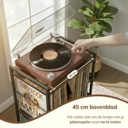 ACAZA LP Opbergsysteem - LP Houder - LP Rek - Vintage Bruin / Zwart - 48 x 38 x 80 cm (L x B x H) - Platenspeler Meubel - Vinyl Opbergsysteem - Platenrek - Platenkast - 200 Platen — thumbnail 3