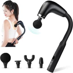 Massagepistool - massage - massage gun - Rug- en wervelkolommassage - Spiermassageapparaat met lange steel - Met 4 verwisselbare massagekoppen - Instelbare snelheid - Spierontspanning - Zwart — thumbnail 1