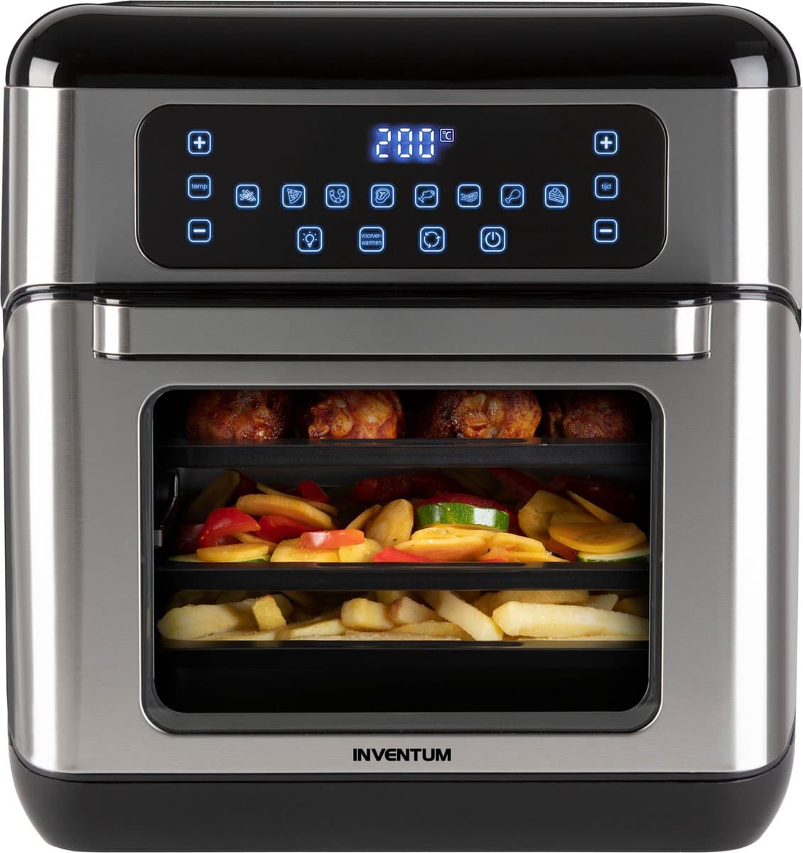 Inventum GF1200HLD Airfryer Oven XXL - 12L - 8 programma's - 80-200 °C - Tot 6 personen - Zwart/RVS - WK — afbeelding 1