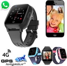 GPSHorlogeKids - GPS horloge kind – smartwatch kinderen – WhatsApp – 4G videobellen – spatwaterdicht – GPS tracker – SOS alarm – incl. simkaart en online installatie hulp – Fox Zwart — thumbnail 1