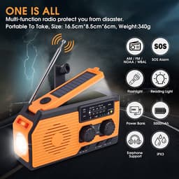 Noodradio – Solar Emergency Radio – Kamperen Outdoor Survival Radio – Powerbank – Zaklamp – Zonne Energie — thumbnail 2