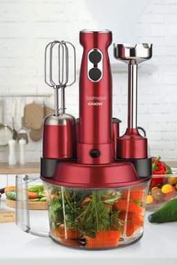 Goldmaster ELENAMAX GM-7239 - 5-in-1 Hakmolen - Blender - Staafmixer - Snijmachine -  2-traps - 1000W - Rood — thumbnail 1