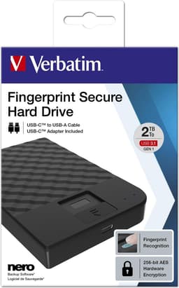 Verbatim Fingerprint Secure externe harde schijf 2 TB Zwart — thumbnail 3