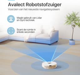 Avalect CleanSmart - Robotstofzuiger met dweilfunctie - Met laadstation - dweilrobot - Ideaal voor huisdieren - Lidar Laser - val & object detectie - Vloerdetectie - Met App - Wit — thumbnail 2