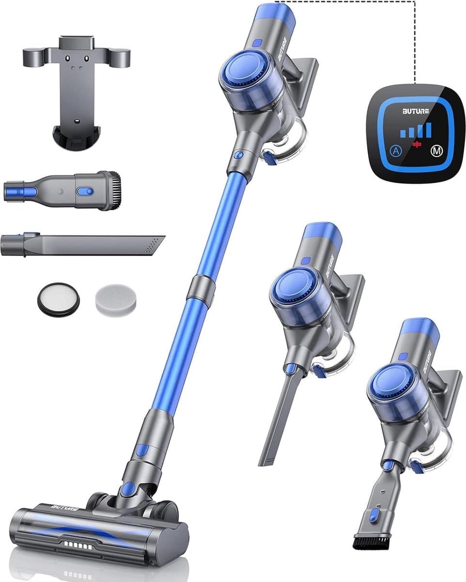BuTure Cordless Vacuum Cleaner, 33Kpa 450W Powerful Stick M, Blue — afbeelding 1