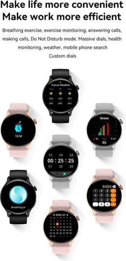 DrPhone DTX Ultra2 – 1.43” AMOLED Smartwatch – Always-On Display – Belfunctie – Hartslag-, Bloeddruk- & Zuurstofmeter – Smartwatch met App – Rosegoud/Goud — thumbnail 2