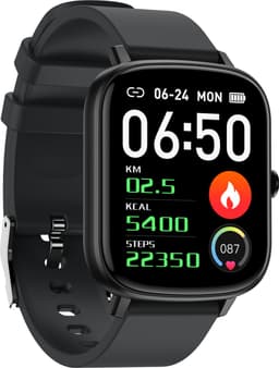 Belesy® PEARL 55 - Smartwatch Dames - Smartwatch Heren - Horloge - 1.7 inch – kleurenscherm – Stappenteller - Gezondheidsindicatoren – Je eigen foto als wijzerplaat - Siliconen – Zwart - Moederdag — thumbnail 2