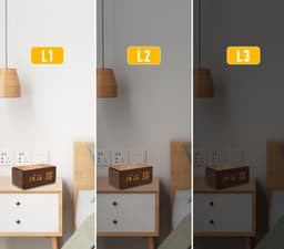 Houten Digitale Wekker - Wekkerradio - Draadloos Oplader iPhone - Wekker - Hout - Reiswekker - Draadloos opladen - Weerstation Binnen - Walnootkleur — thumbnail 2