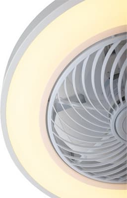 Plafondventilator Fiato Ø 50 cm - metalen ventilator - ventilator voor laag/schuin plafond - top kwaliteit - stil - energie zuinig - 6 snelheden - warm wit licht 2700 Kelvin - 3 step dim - zomer en winter stand - wit — thumbnail 5