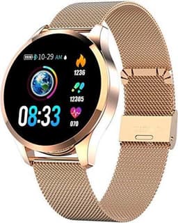 Belesy® Q9 - model 2021 - Smartwatch Dames - Smartwatch Heren - Horloge - Stappenteller - Hartslag - Calorieën - 1.3 inch - Kleurenscherm - 10x Sporten - INDOOR en OUTDOOR - Milanees staal - Rosegoud - Moederdag — thumbnail 1