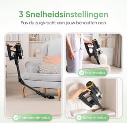 Heevey steelstofzuiger draadloos - Zonder zak - 60 min gebruikstijd - Vacuum cleaner - Snoerloze stofzuiger - Kruimeldief - 220W - 150 airwatts - Met 2 verschillende opzetstukken — thumbnail 4