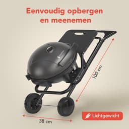 KitchenBrothers Elektrische BBQ - Opvouwbaar - Barbecue met Wielen - Anti-aanbaklaag - Zijtafel - tot 250°C - 2400W - Vaderdag Cadeau - Zwart — thumbnail 4