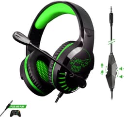 Spirit of Gamer Headset – Kinder Koptelefoon - Koptelefoon - Microfoon – Geschikt Voor Headset Nintendo Switch/PS5/PS4/Xbox Series X/S/Xbox One/Pc – Ruisonderdrukkende Microfoon – Verstelbare hoofdband – Helder geluid – Zwart/Groen — thumbnail 2