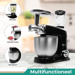 Royalty Line® PKM2100BG 3 in 1 Keukenmachine - 7.5 L Keukenrobot - Krachtig 2100W Foodprocessor - Keukenmixer Met Blender & Vleesmolen - Zwart — thumbnail 5