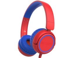 StayPowered Koptelefoon - Veilig & Comfortabel voor Kinderen - 85dB Geluidslimiet - Zacht Memory-Schuim - Ergonomisch Ontwerp - Opvouwbaar & Duurzaam - Verstrengelvrij Kabel - Universele Compatibiliteit - Rood - Levering Sneller dan Aangegeven!