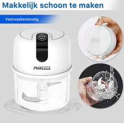 Mini Hakmolen Elektrisch - 250ML - Foodprocessor - Groentesnijder - USB Oplaadbaar - Portable Chopper - Blender - Keukenmachine - Draadloos — thumbnail 4