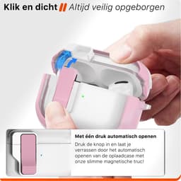 Schokbestendig Hoesje - Geschikt voor Apple AirPods 4 - Hardcase Met Sleutelhanger - Transparant & Roze — thumbnail 3