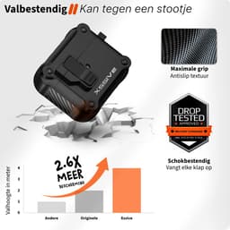 Case geschikt voor Apple AirPods 4 Hoesje - Waterdicht - 100% Shockproof Case - Vergrendelknop - Zwart — thumbnail 3