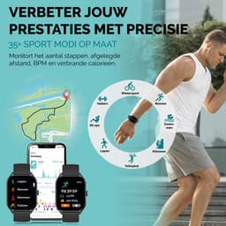 Royal Supplies C50 - Smartwatch- Smartwatch Dames & Heren - Screenprotector - 2026- Bellen- HD Touchscreen - Horloge - Stappenteller - Bloeddrukmeter - Saturatiemeter - IOS & Android - Zwart — thumbnail 3