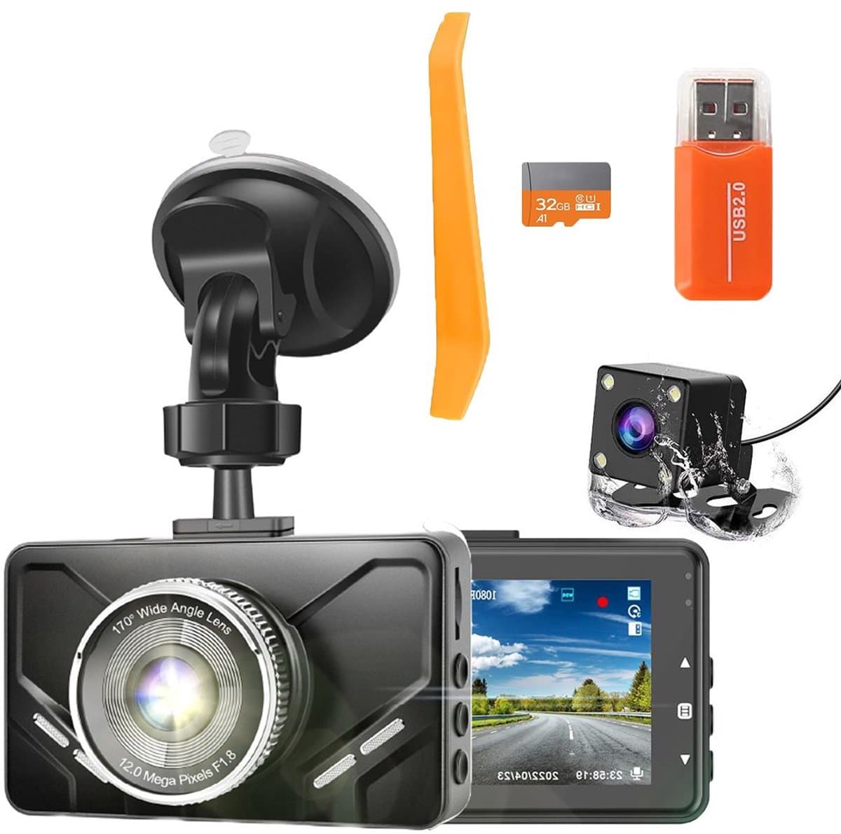 ApexArte® Dual Dashcam - Dashcam voor Auto - Dashcams - Zwart — afbeelding 1