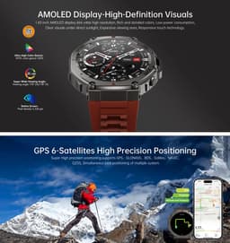 WizBay Premium Select® Smartwatch 1.43 AMOLED - Bellen - GPS - Altitude Luchtdruk Meter - Kompas - AI Voice Assist - Hart Monitor - O2 Bloeddrukmeter - Multi Sport Modi - Slaap - Message - Smartwatches - Zwarte Case - Zwarte TPU Band — thumbnail 3