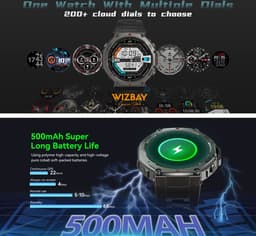 WizBay Premium Select® Smartwatch 1.43 AMOLED - Bellen - GPS - Altitude Luchtdruk Meter - Kompas - AI Voice Assist - Hart Monitor - O2 Bloeddrukmeter - Multi Sport Modi - Slaap - Message - Smartwatches - Zwarte Case - Zwarte TPU Band — thumbnail 4