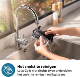 Philips 4400 Series - Espressomachine - 12 Warme & Koude Dranken - LatteGo Melksysteem - 40% Stiller - QuickStart - AquaClean Filter - Volautomatisch - Zwart & Zilver - Koffiemachine met bonen - EP4446/70 — thumbnail 5