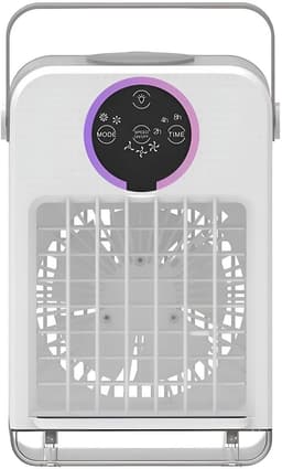 LotaHome - Mini Airco - Luchtkoeler - Ventilator - Mobiele Airco - Airconditioning - Aircooler - Tafelventilator - Met Afstandsbediening, Timer en Display - Fluisterstil - Lekvrij - Met Verlichting - 3 Snelheden - Koelen, Blazen en Bevochtigen - Wit — thumbnail 1