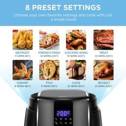 Stemily Airfryer - 4 L - 1500W - 35-200°C - 8 Kookprogramma’s - LED-touchscreen - Uitneembare Mand - 27,5 x 31,6 x 38 cm — thumbnail 5