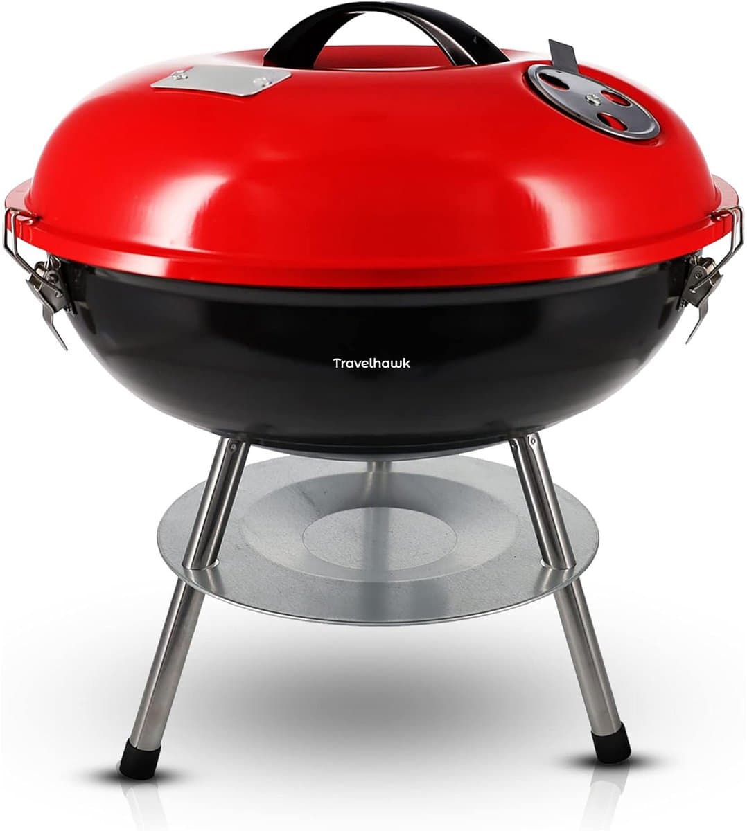 Travelhawk Houtskool BBQ - Barbecue Houtskool - Opvouwbaar - 33x33cm Grilloppervlak - Gelegeerd Staal - Zwart — afbeelding 1