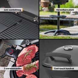 TZS First Austria Elektrische BBQ - met Grillplaat - 2400 W - Grilloppervlak 44 x 33.5cm - Zwart — thumbnail 4