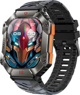 WizBay Premium Select® 2.0 inch HD TFT - Kompas, Altitude & Barometer, Meter - Bluetooth Bellen - Message - Dynamic Hartslag & Slaap Monitor - Bloeddruk & O2 - 100+ Sport Modi - 650mAh - Magnetic Laden - Zink Alloy Mat Grijze Kast - Zwart TPU Band — thumbnail 1