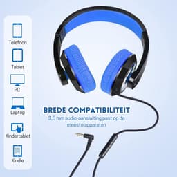StayPowered Kinderkoptelefoon - Perfect Geluid & Ultiem Comfort - Verstelbaar - HD Microfoon - Kraakhelder Stereo - Zachte Oorkussens - Duurzame Kabel - 3.5mm Jack - Blauw/Zwart - Levering Sneller dan Aangegeven! — thumbnail 4