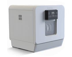 Kompo K02 - Mini Vaatwasser – 4 Couverts – Waterreservoir & Kraanaansluiting – Ingebouwde Ontkalker / Waterontharder – Energiezuinig – Stil – 5 Programma’s – Vrijstaand – Tafelmodel – Wit