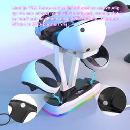 PlayCool Oplaadstation - Voor PS VR2 Headset & Controllers - Snellader - Met LED indicatoren - Oplader voor controllers - Accessoires - Oplaadstation - Wit — thumbnail 4
