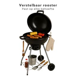 Cheqo® Houtskool Barbecue Ø45 cm - Houtskoolbarbecue - Met Deksel en Wielen - Draagbare BBQ voor Tuin of Camping — thumbnail 2