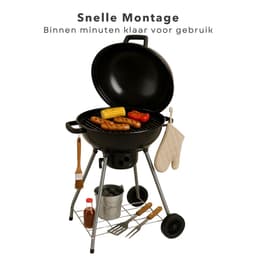 Cheqo® Houtskool Barbecue Ø43 cm - Houtskoolbarbecue - Draagbare BBQ met Deksel - Perfect voor Tuin en Camping — thumbnail 4